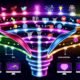 Futuristische Illustration eines digitalen Conversion-Funnels mit bunten Traffic-Strömen, Phasen-Icons wie Lupe und Einkaufswagen, Analyse-Elementen und vernetzten Monitoren für Online-Marketing.