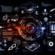 Dunkle High-Tech-Collage einer SEO-Ranking-Website mit Dashboard, Core Web Vitals, Ladezeit-Indikatoren, mobilen und Desktop-Screens sowie SEO-Symbolen und Backlink-Silhouetten.