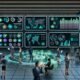 Moderne Kommandozentrale 2025 mit interaktiven digitalen Dashboards, Echtzeit-KPIs und vielfältigen Geschäftsleuten bei der Analyse und Zusammenarbeit.