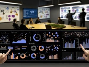 Vergleich verschiedener Dashboard-Designs – von überladenen, ineffizienten Visualisierungen bis hin zu klar strukturierten, performanten und benutzerfreundlichen Data Dashboards mit responsiven KPIs und modernen Datenquellen.
