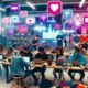 Internationale Influencer arbeiten in einem modernen Co-Working Space mit Laptops, Smartphones, Social-Media-Icons und bunten E-Commerce-Verpackungen.