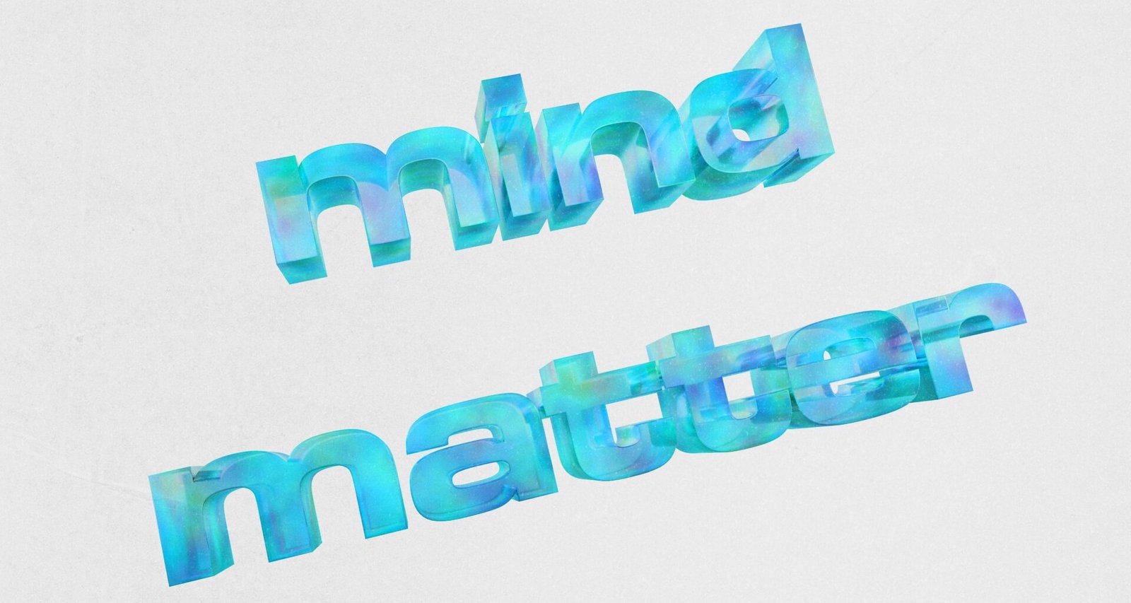 3D-Text mit den Worten „mind matter“ im blauen Marmor-Look vor neutralem Hintergrund