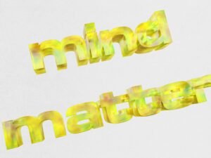 3D-Text mit den Wörtern 'mind matter' vor weißem Hintergrund, ideal zur Veranschaulichung innovativer Typografie-Konzepte im Design
