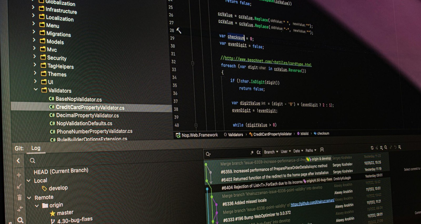 Ein Computerbildschirm mit mehreren Zeilen Code, die Softwareentwicklung und Programmierung zeigen