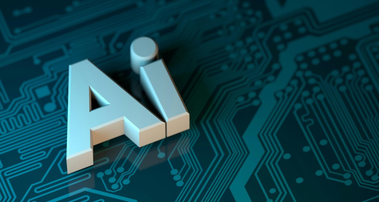 Der Buchstabe A ist mittig auf einer detaillierten grünen Leiterplatte positioniert und verbindet Technik mit Typografie.