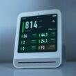 Ein moderner Luftqualitätsmonitor misst die aktuellen Schadstoffwerte und zeigt sie auf einem digitalen Display an.