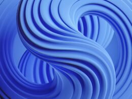 Abstrakter blauer Hintergrund mit geschwungenen, wellenförmigen Linien, digital gestaltet für technologische Artikel