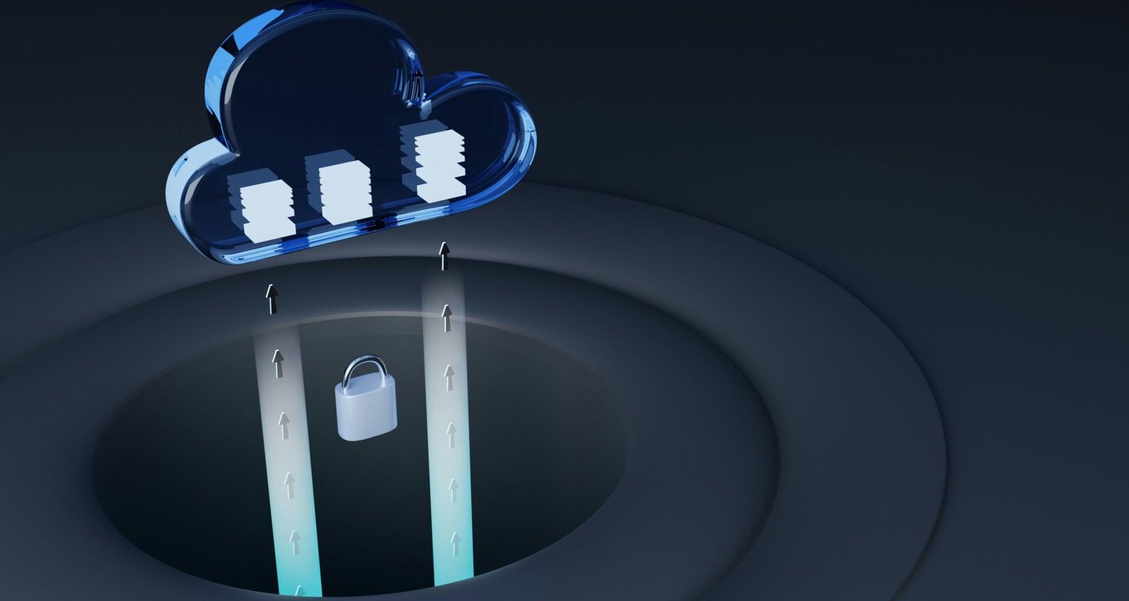 Blau-weißes Logo mit klaren Linien und modernem Design, ideal als grafisches Element für technologische Inhalte