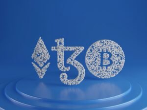 Ein 3D gerendertes Symbol auf einfarbig blauem Hintergrund, ideal für Beiträge zu Technologie oder Webthemen.