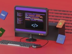 Ein moderner Computer auf einem aufgeräumten Schreibtisch, bereit für effizientes digitales Arbeiten im Büro oder Homeoffice.