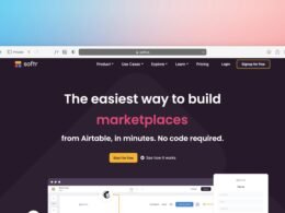 Computerbildschirm mit dem Text 'The easy way to build marketplaces' als Beispiel für Marktplatz-Erstellung