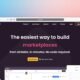 Computerbildschirm mit dem Text 'The easy way to build marketplaces' als Beispiel für Marktplatz-Erstellung