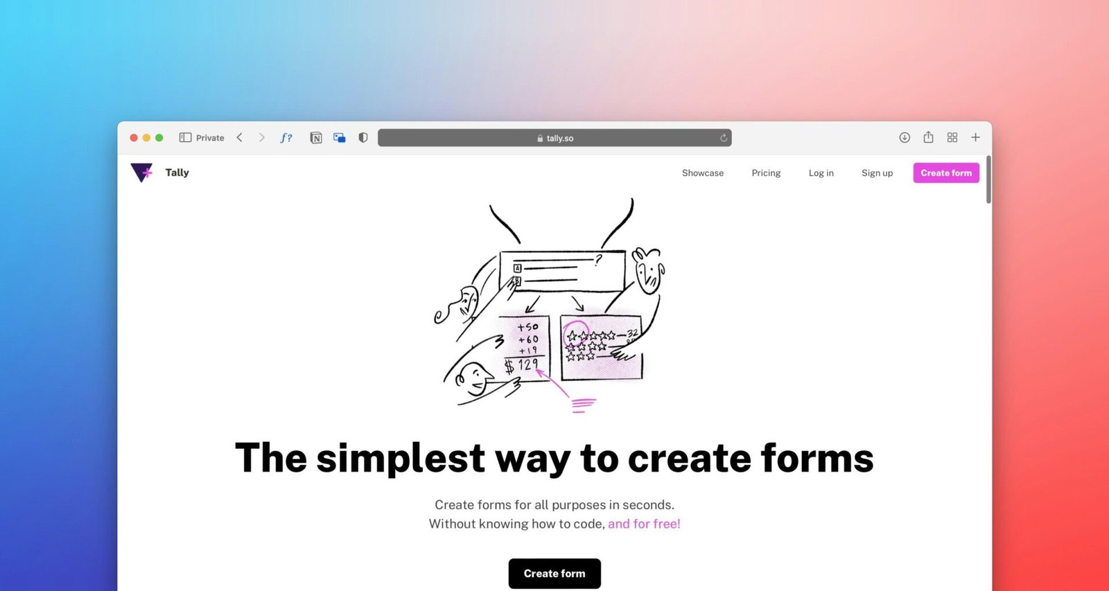 Ein Computerbildschirm mit der Aufschrift 'the simplest way to create forms' als Beispiel für einfache Online-Formularerstellung