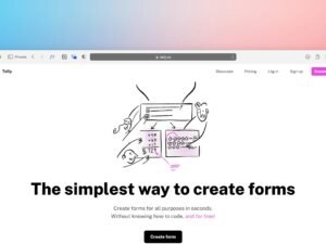 Ein Computerbildschirm mit der Aufschrift 'the simplest way to create forms' als Beispiel für einfache Online-Formularerstellung