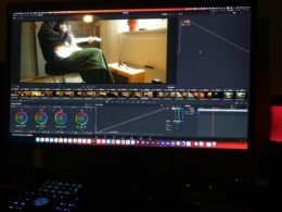 Ein Computerbildschirm mit dem Foto einer Person darauf, aufgenommen aus der Perspektive eines typischen Arbeitsplatzes