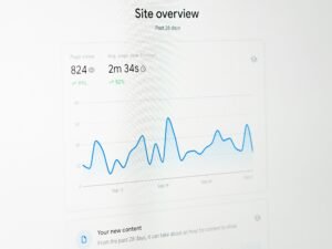 Ein Computerbildschirm zeigt ein Liniendiagramm, das für die Analyse von Daten im digitalen Bereich verwendet wird.
