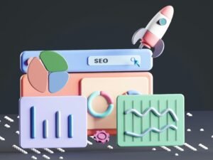 Ein Computerbildschirm, auf dem eine Rakete aufgesetzt ist und einen symbolischen Aufbruch in digitale Technologien darstellt.