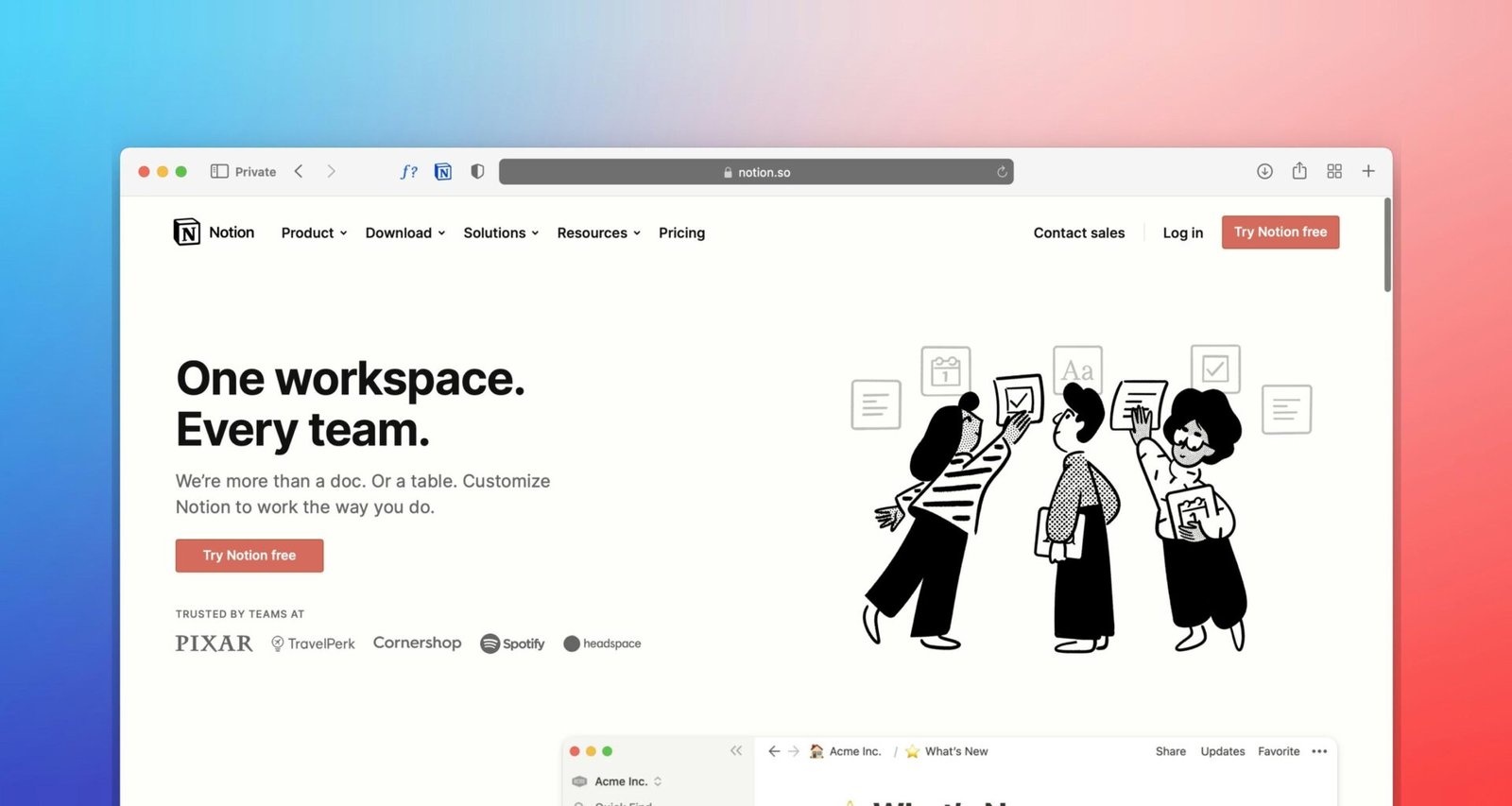 Computerbildschirm mit einer Zeichnung, auf der zwei Personen in einem Gespräch dargestellt sind