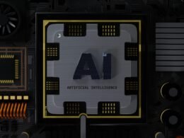 Ein Computerchip mit der Aufschrift AI auf der Oberfläche als Symbol für moderne künstliche Intelligenz