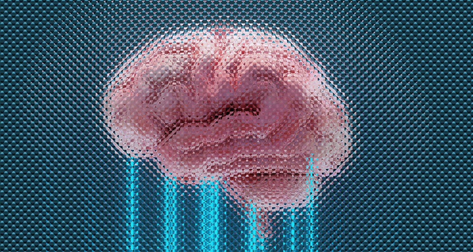 Visualisierung eines menschlichen Gehirns mit blauen leuchtenden Linien zur Darstellung digitaler Vernetzung.