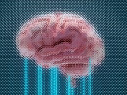 Visualisierung eines menschlichen Gehirns mit blauen leuchtenden Linien zur Darstellung digitaler Vernetzung.