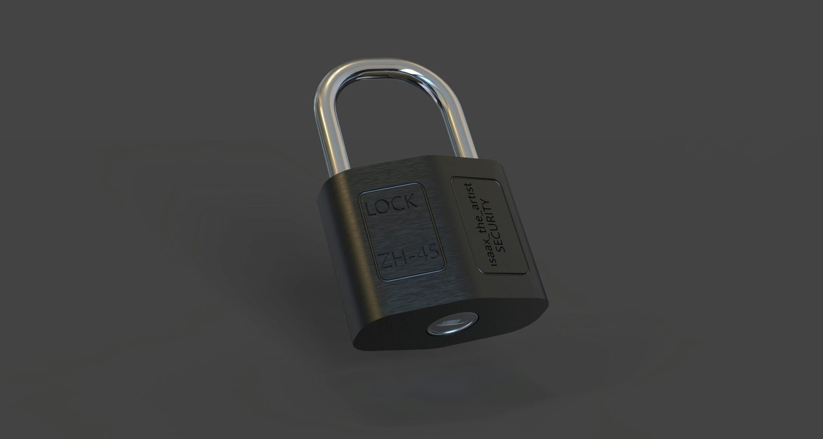 Geschlossenes Vorhängeschloss aus Metall auf schwarzer Unterlage als Symbol für Datenschutz und sichere Technologien