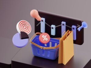 Ein Weidenkorb mit einer Zielscheibe darin, fotografiert auf hellem Hintergrund. Symbolbild für Zielsetzung und Fokus.