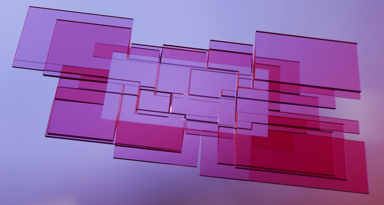 Abstrakter Hintergrund mit lila und roten Quadraten, geeignet für Online-Marketing- und Technologieartikel
