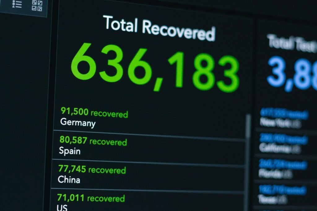 Nahaufnahme eines Computerbildschirms, auf dem zahlreiche Zahlen angezeigt werden, passend zu IT- und Marketingthemen.