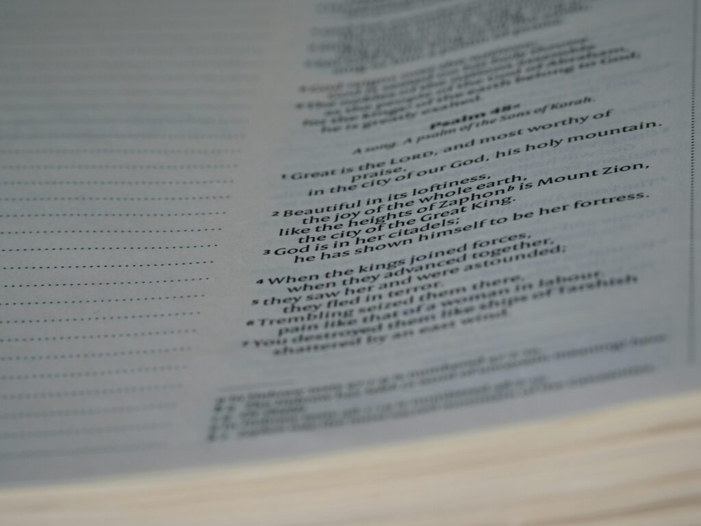 Eine einzelne, aufgeschlagene Buchseite mit gut lesbarem Text, Nahaufnahme für Themen rund ums Lesen und Wissen
