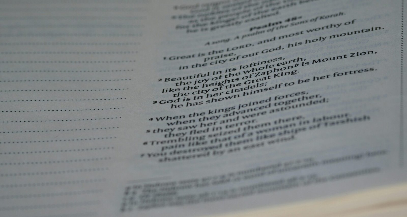 Detailaufnahme einer einzelnen Buchseite mit deutlich sichtbarem Text, Fokus auf Schrift und Struktur des Papiers.