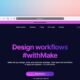 Bildschirm mit einer Webseite, auf der die Worte 'Design Workflows' angezeigt werden, klare grafische Darstellung