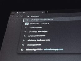 Screenshot der Google-Suchergebnisse für WhatsApp mit Logo und Suchleiste im Fokus