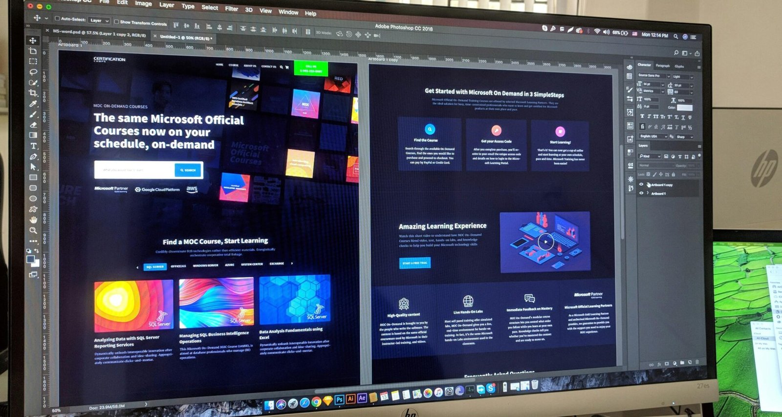 Grauer Flachbildschirm-Computer auf einem Schreibtisch, geeignet für professionelle digitale Anwendungen