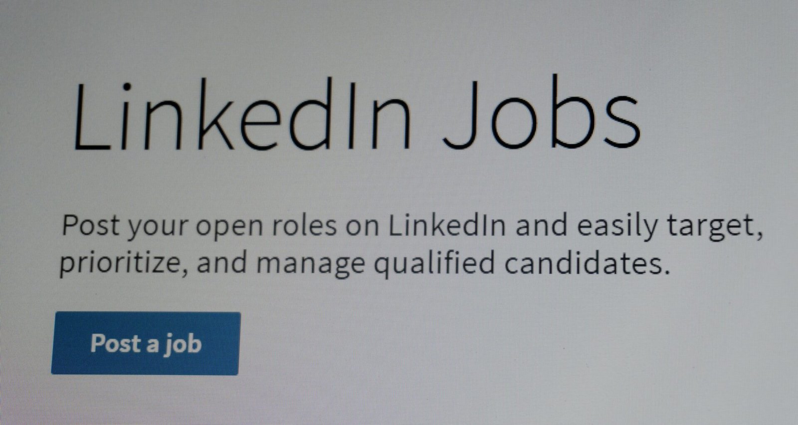 LinkedIn Jobs-Benutzeroberfläche mit hervorgehobener Schaltfläche zum Veröffentlichen eines neuen Jobs, Bildschirmansicht