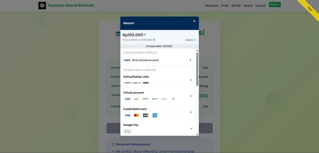 Online-Zahlungsformular mit verschiedenen Kreditkartensymbolen und Auswahlmöglichkeiten für digitale Bezahlung