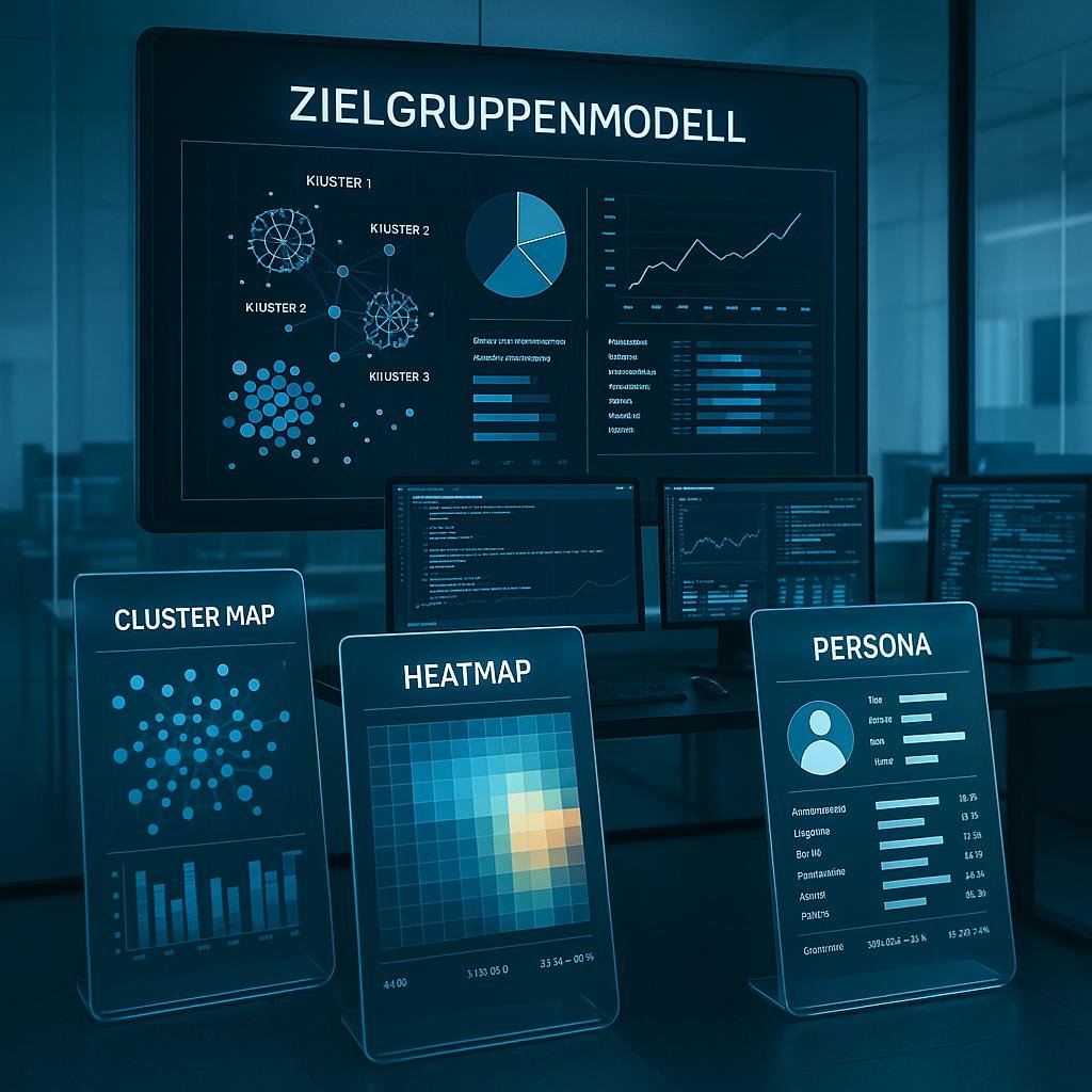 Futuristischer Arbeitsbereich mit digitalem Whiteboard, Datenvisualisierungen und Data-Science-Tools im Hintergrund