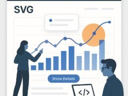 Modernes Webdesign mit interaktiver SVG-Datenvisualisierung, Buttons, Tooltips und technischer Tools oben im Bild