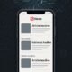 Moderne Illustration eines Smartphones mit Apple News-Umgebung, integriertem KI-Datenverkehr und digitalem Hintergrund mit Circuit-Board-Design, credit: 404 Magazine (Tobias Hager)