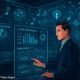 Ein moderner Kontrollraum mit holografischen Displays, die Datenanalysen, Nutzerverhalten und KI-Algorithmen zeigen, während ein Marketer die Steuerung ausführt, um Kampagnen zu optimieren.