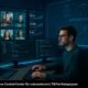 Technikbegeisterter Marketing-Experte an einem futuristischen Kontrollzentrum mit Monitoren, Datenvisualisierungen und Automatisierungsdiagrammen, Credit: 404 Magazine (Tobias Hager)