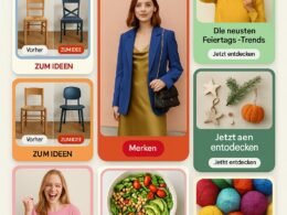 Pinterest-Board mit vielseitigen Pins zu Mode, DIY, Ernährung und saisonalen Trends, inklusive Vorher-Nachher-Projekte und glücklichen Nutzern.