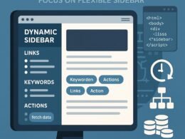 Moderne Webseite mit einer anpassbaren, dynamischen Sidebar und Entwickler-Tools im Hintergrund, die technische Infrastruktur visualisieren.