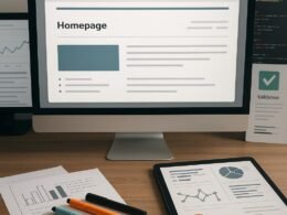 Moderner Arbeitsplatz mit Computer, Analyse-Tools, Notizblättern und Tablet zur Datenvisualisierung