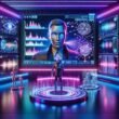 Futuristisches digitales Marketingstudio mit animiertem Avatar, holografischen Daten, neuralen Netzwerken und AI-Plattform-Icons, Credit: 404 Magazine (Tobias Hager)