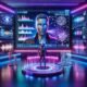 Futuristisches digitales Marketingstudio mit animiertem Avatar, holografischen Daten, neuralen Netzwerken und AI-Plattform-Icons, Credit: 404 Magazine (Tobias Hager)