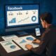 Moderner digitaler Arbeitsplatz mit Computer und Smartphone, die Analysen und KPI-Diagramme für Facebook-Werbung zeigen, umgeben von Diagrammen und Datencharts, mit einem Analysten beim Datencommeting. Credit: 404 Magazine (Tobias Hager).