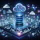 Futuristischer Sprachmodell-Server schwebt in Cloud-Infrastruktur mit digitalen Datenströmen, holografischen Visualisierungen und API-Architektur, im Hintergrund Entwickler bei Rechenclustern, in Blau- und Violetttönen gehalten.