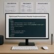 Modernes computer-Setup mit großem Bildschirm, der eine Webseite mit hervorgehobenen Preconnect-Links zeigt, im Hintergrund technische Diagramme und Code-Snippets zur Webperformance-Optimierung, Credit: 404 Magazine (Tobias Hager).