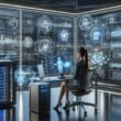 Futuristisches Büro mit holographischen Displays, KI-Content-Modellen und Technik-Infrastruktur für zukünftiges Marketing, Credit: 404 Magazine (Tobias Hager)